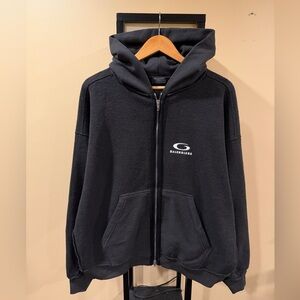 Balenciaga Demna FW24 Loop Sports Icon Inside-Out Washed Black Hoodie